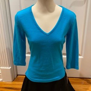 NWT A. Bret California Turquoise V neck Sweater